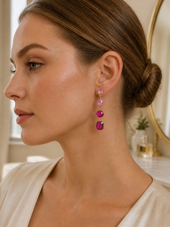 Jewelry - Elegant Pink Ombre Drop Earrings